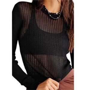 NWT Free People H20 Crew Pullover Black XL MSRP 98